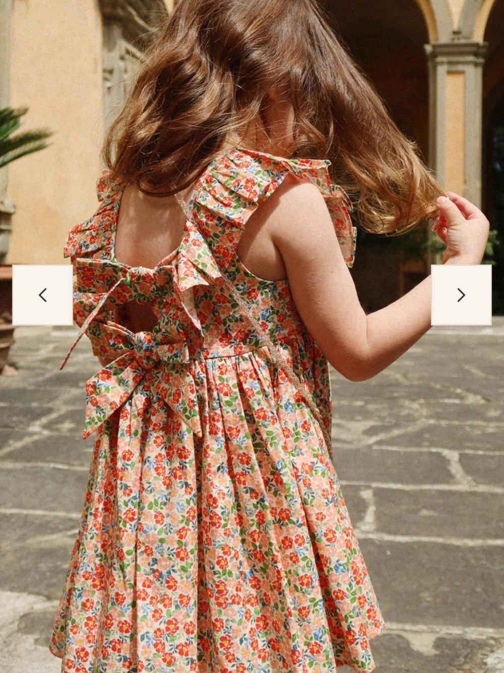 KONGES SLOJD Girl's Cianna Floral Organic Cotton Dress with Bows Size 5-6 Years